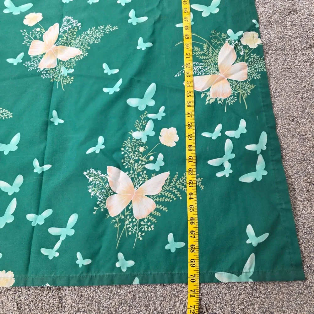 Vintage Butterfly Floral Shower Curtain Emerald Green Retro Nature 69x70